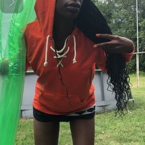 J crew beach hoodie lace up neck orange summer 24